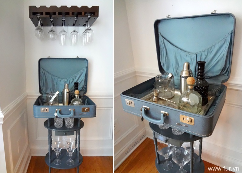 Vintage Suitcase Table Bar