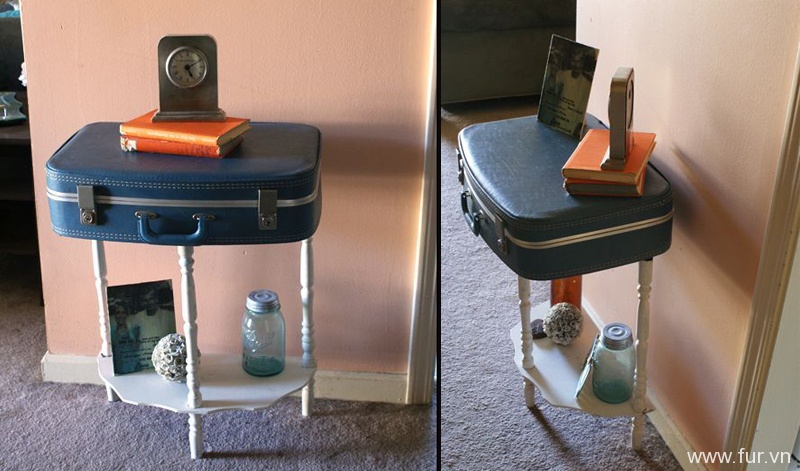 Repurposed suitcase table