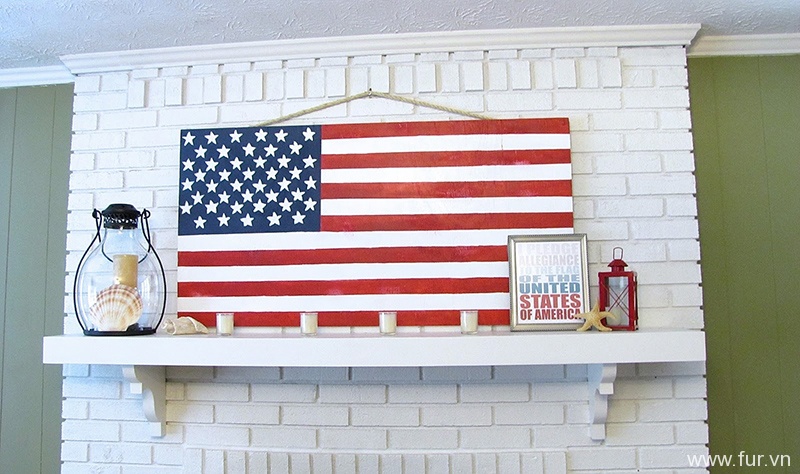 Patriotic Mantel and DIY Plywood Flag
