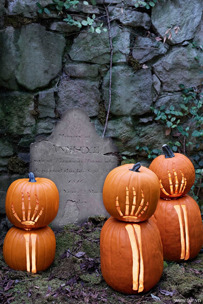 Skeleton Carved Pumpkins