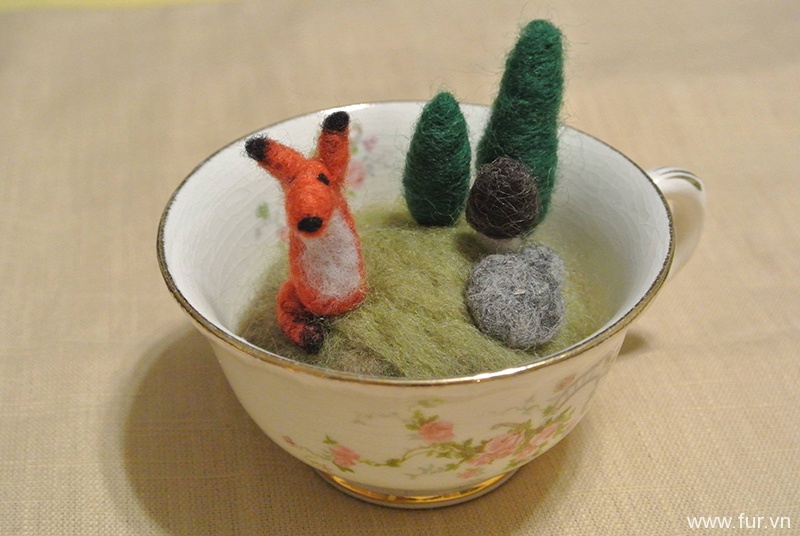 Forest Pincushion in a Teacup