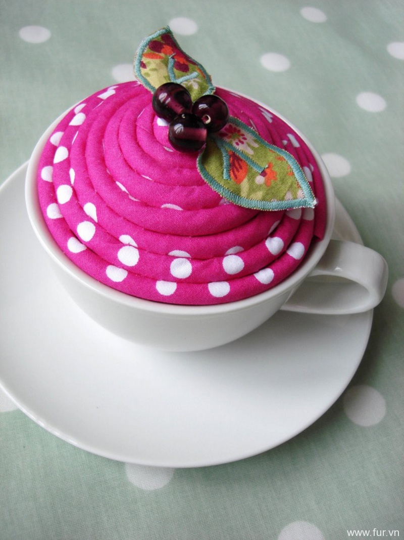 Polka Dot Teacup Pincushion