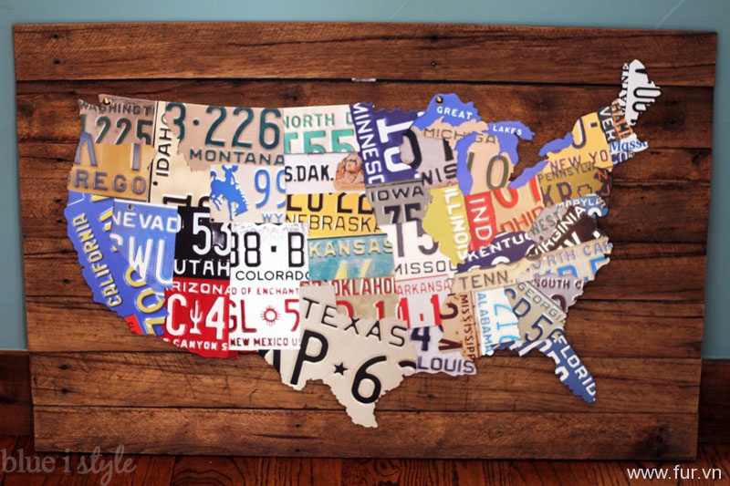 License Plate Map Wall Art